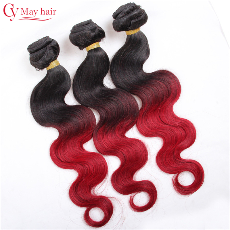 

cy may hair T1B Бургундия 18 20 22, 1B 427 Ombre Бразильские волосы 3 комплекта