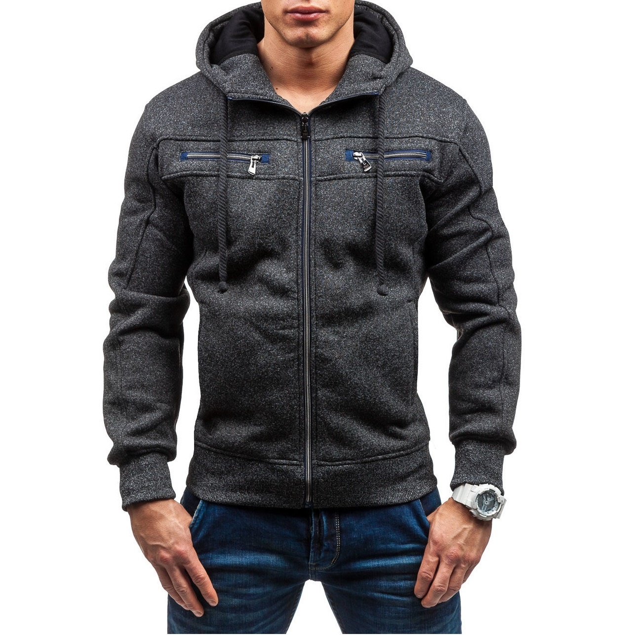 

ZOGAA Чёрный цвет Номер, cardigan hoodies sweatshirt