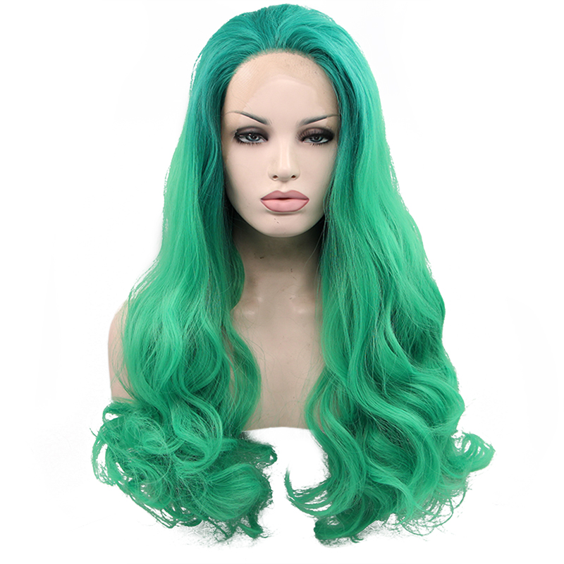 

ANOGOL 20 inches, Зеленые волнистые парики