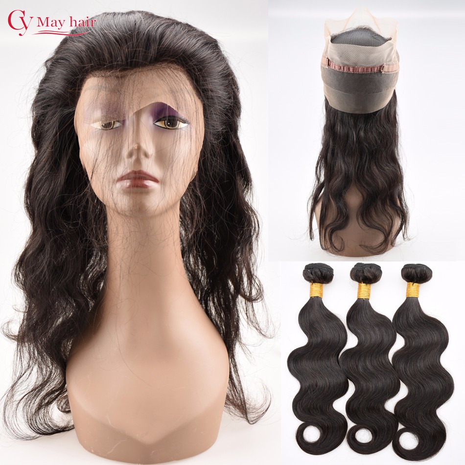 

cy may hair Три части 20 22 с 20, Pre Plucked 360 Lace Frontal With Bundles