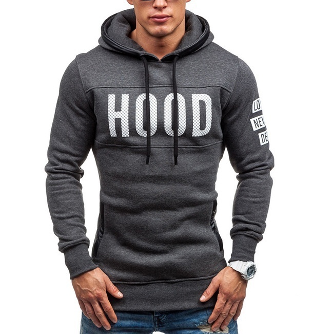 

ZOGAA Серый цвет Номер, mens hooded sweater