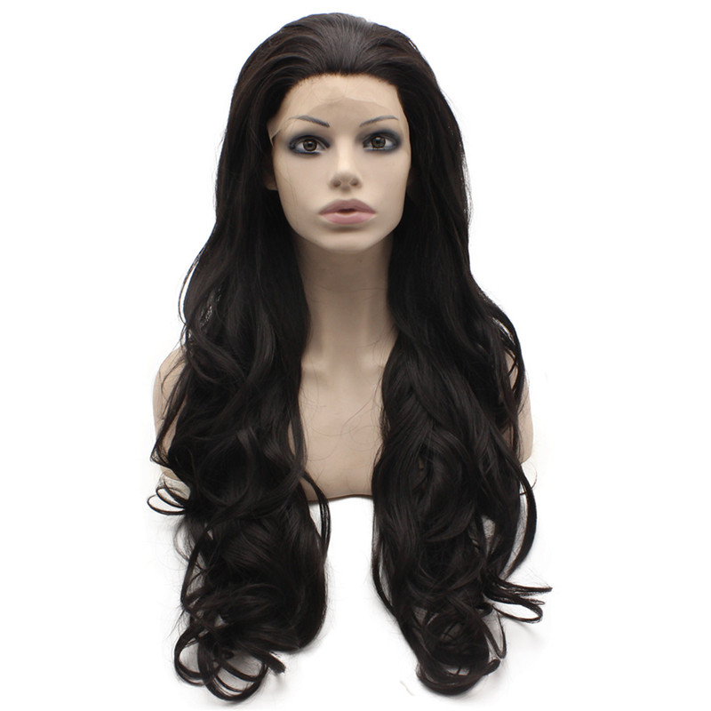 

iwona 26 inches, Long Wavy Heat Friendly Fiber Hair Ombre Blonde Lace Front Wig