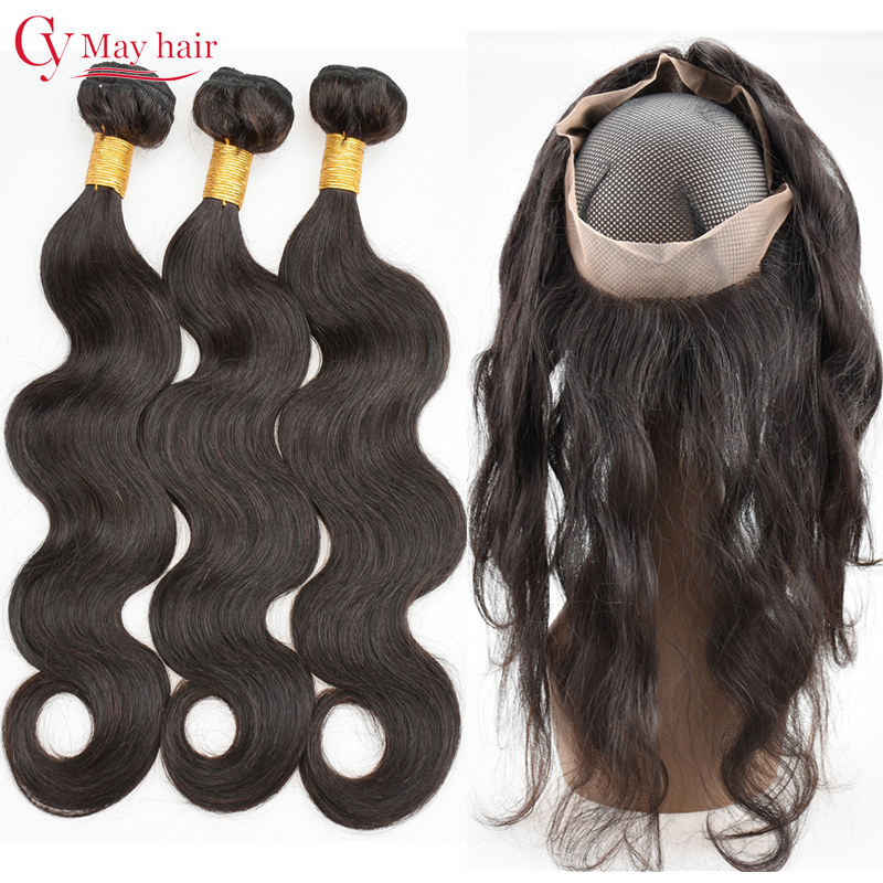 

cy may hair Свободная часть 18 20 22 с 18, 9A Pre Plucked 360 Lace Frontal With Bundles