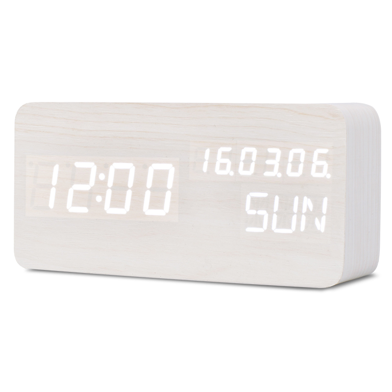 

TXL Белый, woonden digital alarm clock