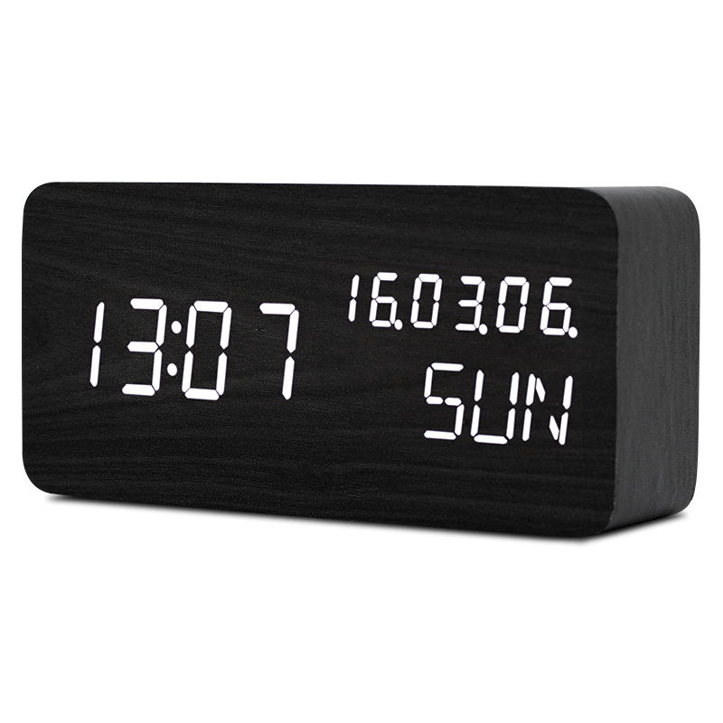 

TXL Черный, woonden digital alarm clock