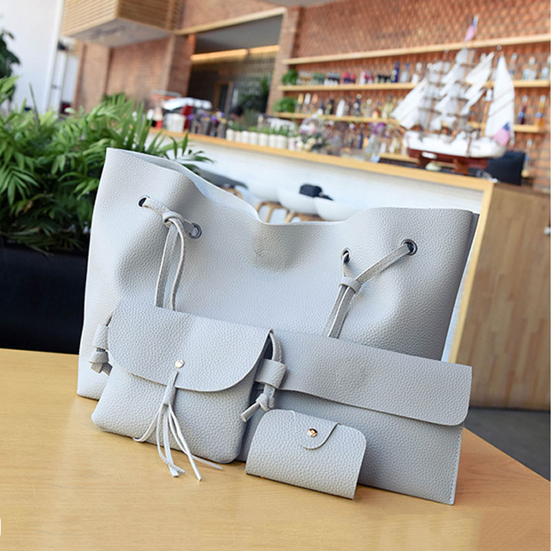

DALFR Серый 4шт 332819 cm17 inch, DALFR PU кожаная сумка женская сумка для женщин
