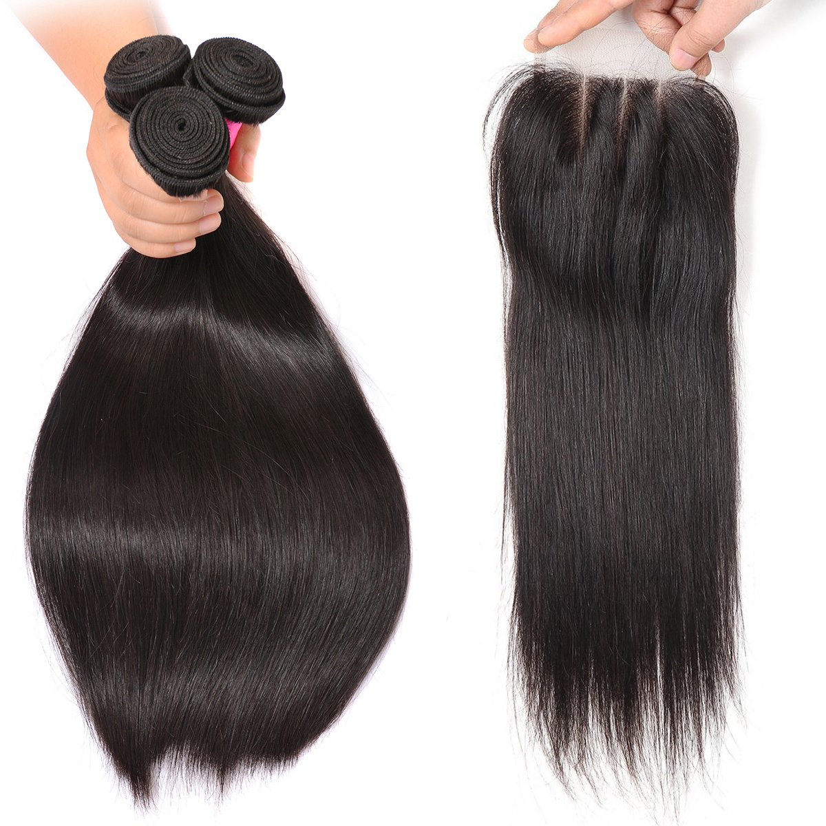 BHF Три части Естественный цвет 14 16 18 с 14, перуанские прямые волосы с закрытием