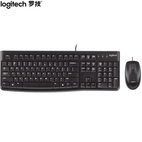 罗技（Logitech）MK120 键鼠套装 有线键鼠套装 办公键鼠套装 全尺寸 黑色 自营