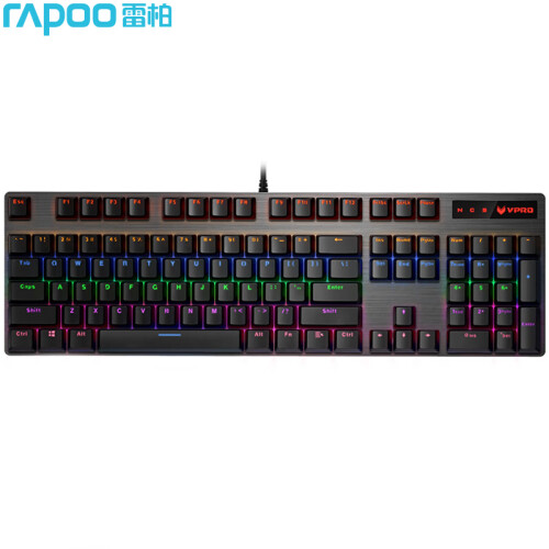 雷柏（Rapoo） V500PRO 机械键盘 有线键盘 游戏键盘 104键混光键盘 吃鸡键盘 电脑键盘 黑色 黑轴