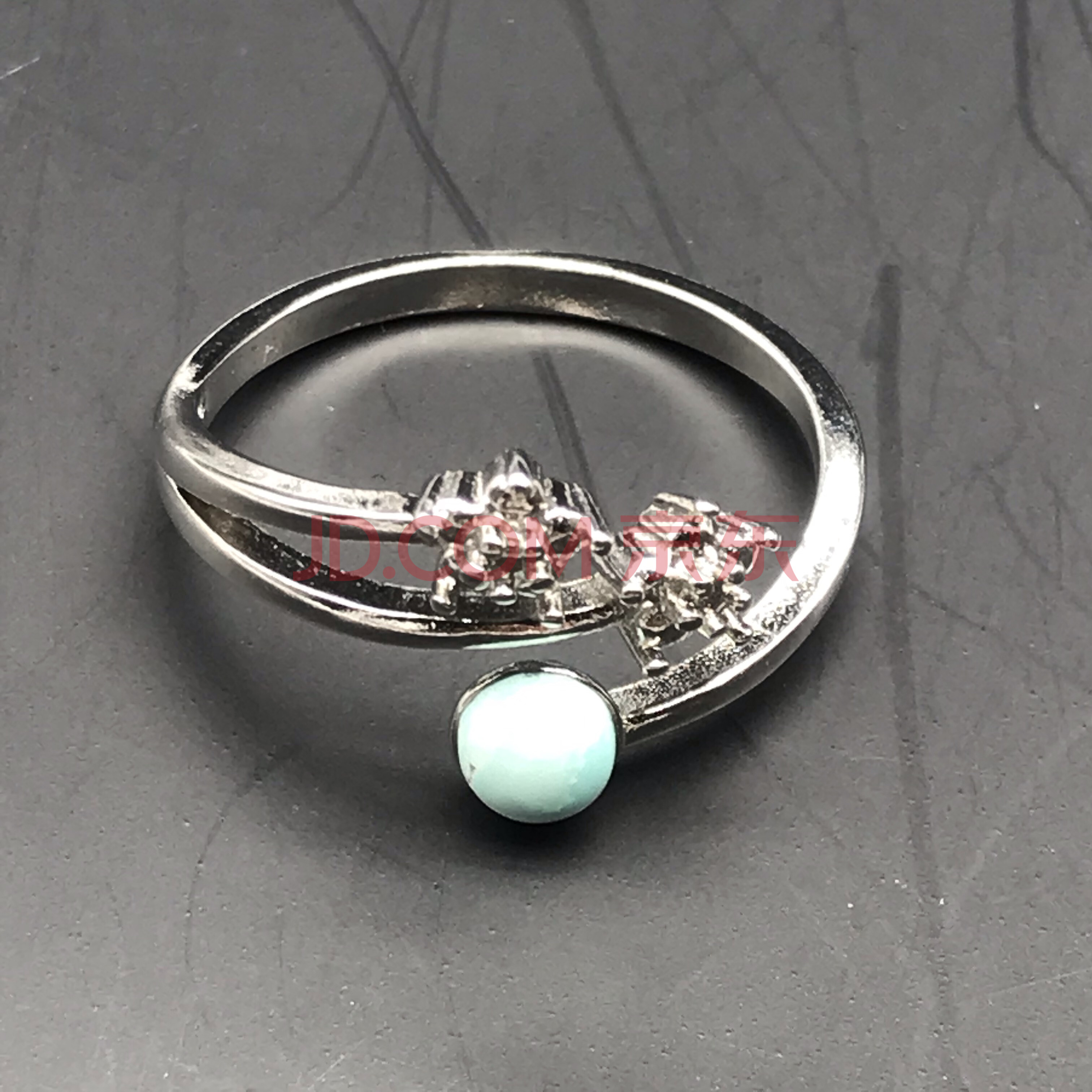 湖北竹山原产地精品高瓷蓝正品原矿绿松石活扣戒指珠宝首饰礼物带证书