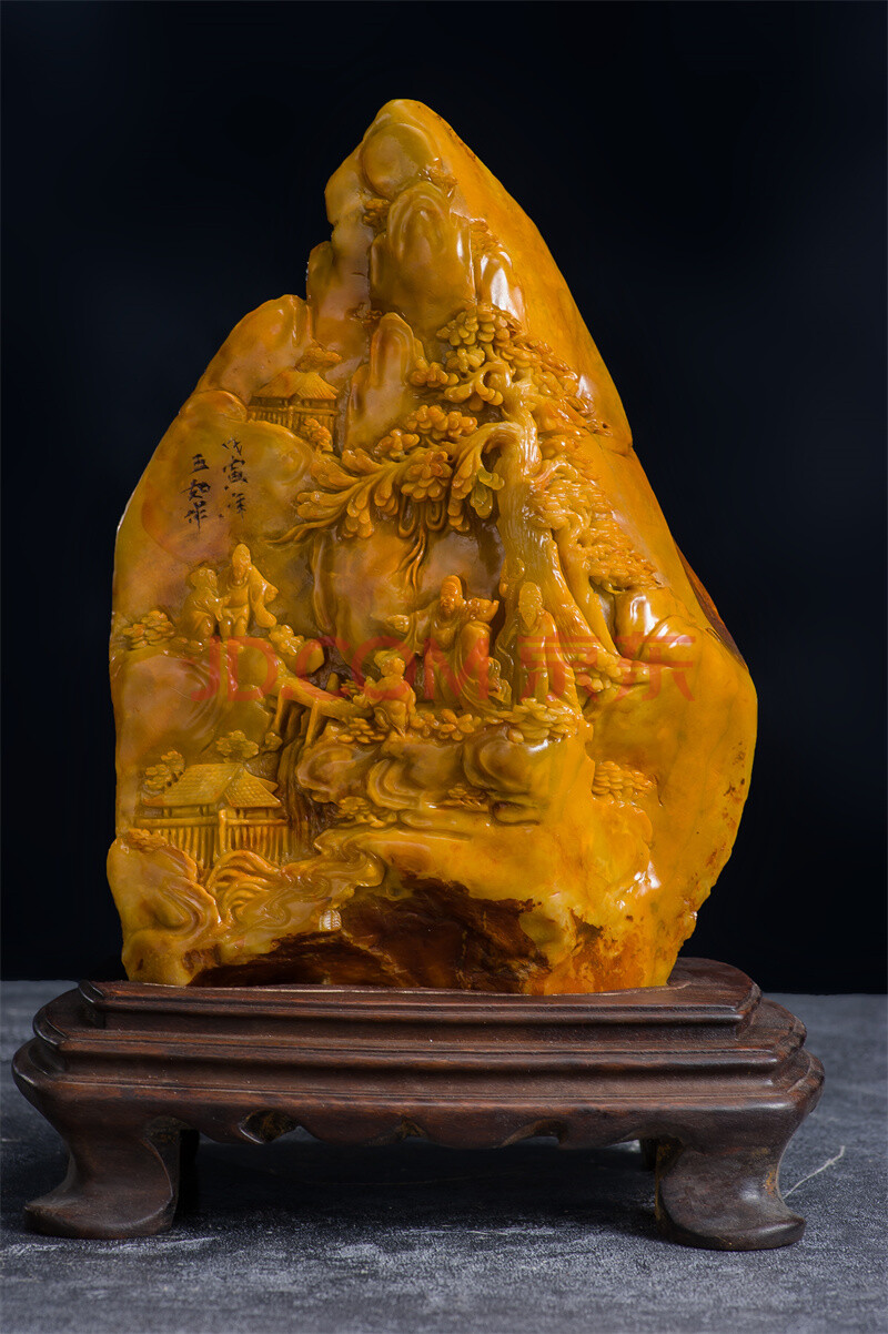 涉案资产ea-243收藏级田黄石玉如作品携童訪友2920g