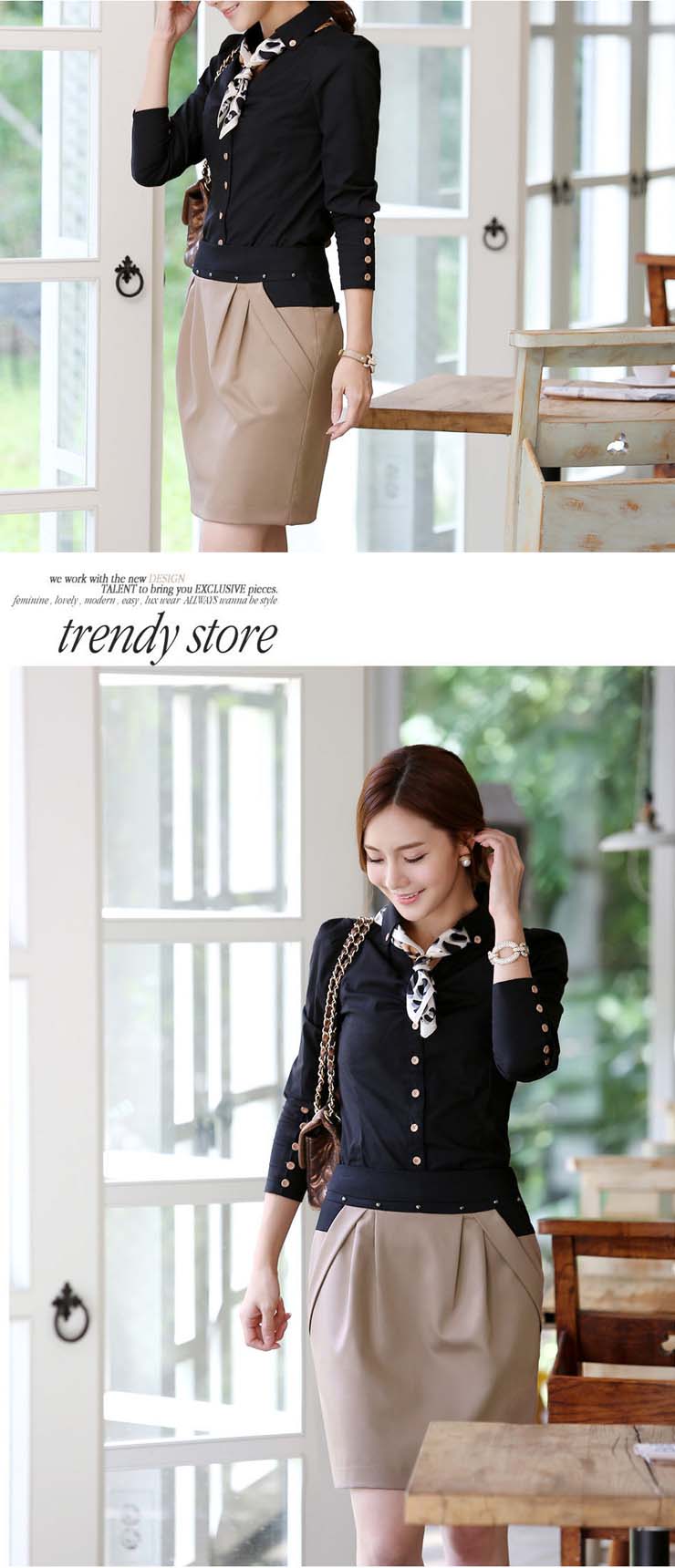 淑女阁 2013春装 新品韩版百搭通勤时尚修身纯色 职业翻领衬衫上衣 y9