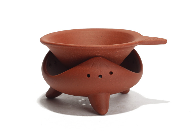 茗臣尚品 宜兴紫砂茶具 手工紫砂茶漏 原矿紫砂泥 紫泥莲花