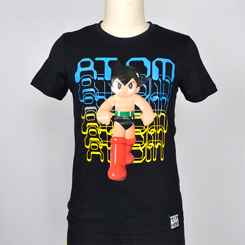 阿童木(astro boy) 男装中性网点渐变字母前进阿童木短袖圆领t恤