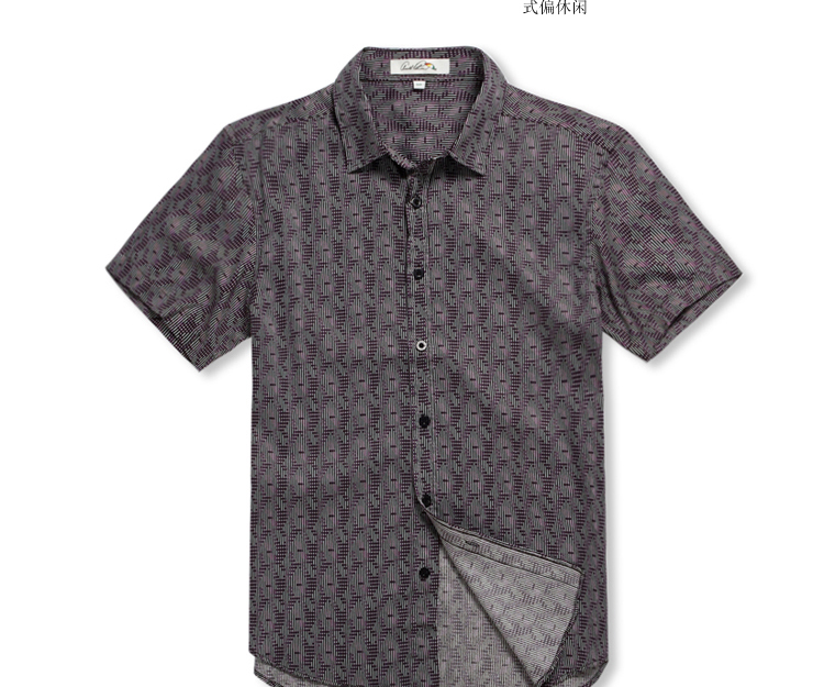 花雨伞夏装 男装短袖衬衫 丝光棉印花aa07 紫色 xl