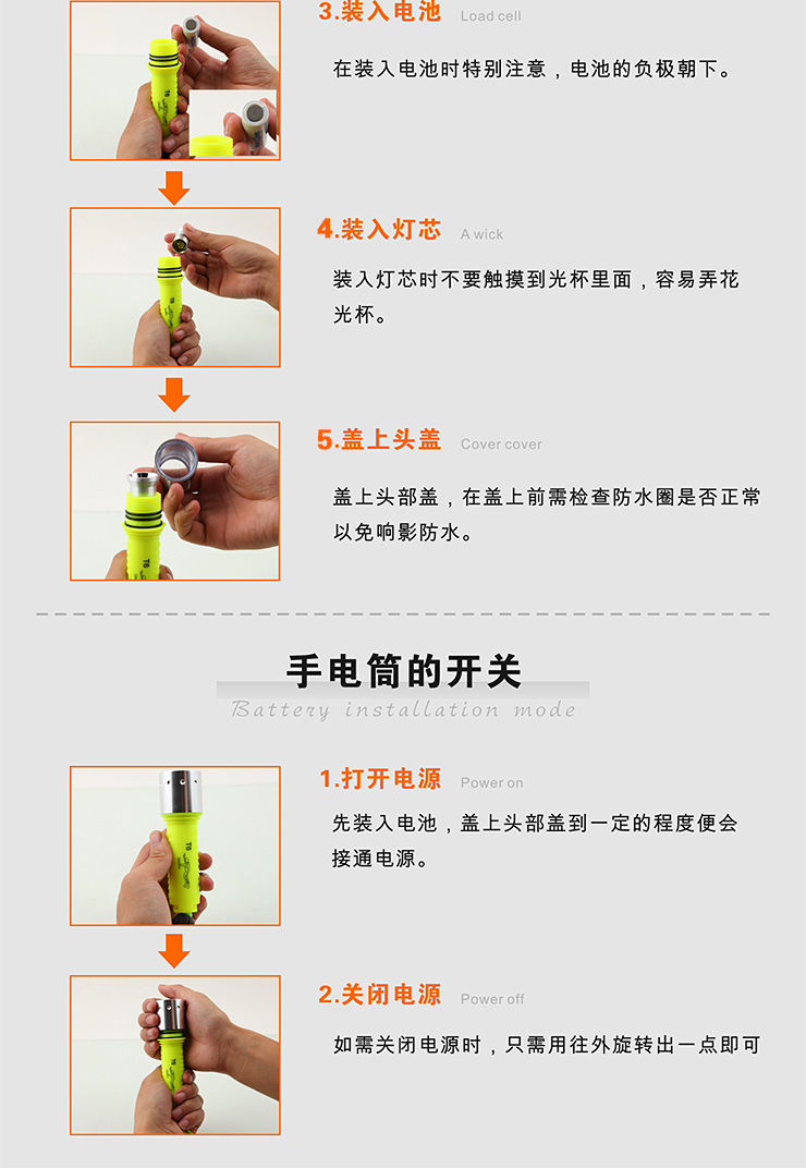 亚马逊D1 专业户外潜水强光手电筒礼盒装 美国CREE T6 草绿色 豪华版