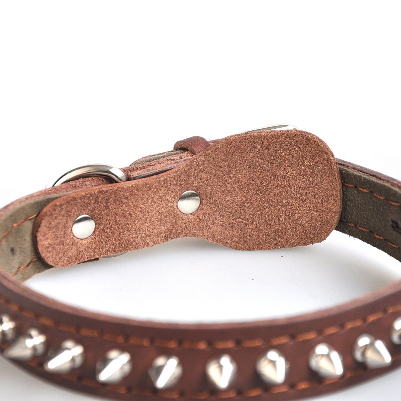 Chukchi (CHUKCHI) cowhide pet collar dog neck collar with acupuncture anti-bite for medium and large dogs 032B German Shepherd Pit Bull calfskin M neck circumference 36cm-46cm