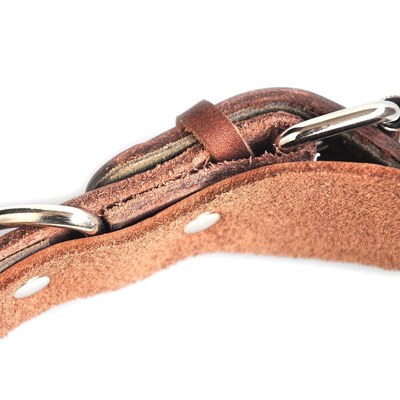 Chukchi (CHUKCHI) cowhide pet collar dog neck collar with acupuncture anti-bite for medium and large dogs 032B German Shepherd Pit Bull calfskin M neck circumference 36cm-46cm