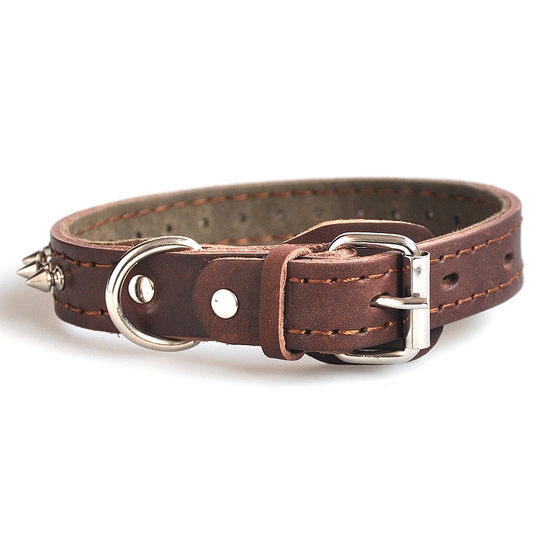Chukchi (CHUKCHI) cowhide pet collar dog neck collar with acupuncture anti-bite for medium and large dogs 032B German Shepherd Pit Bull calfskin M neck circumference 36cm-46cm