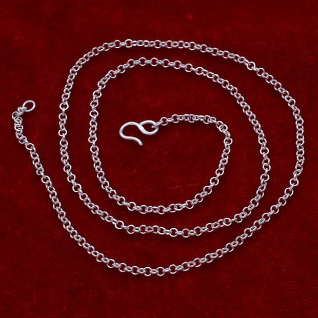 潮尚美 纯银项链999千足银毛衣链情侣颈链韩版时尚流行 正品银饰环环