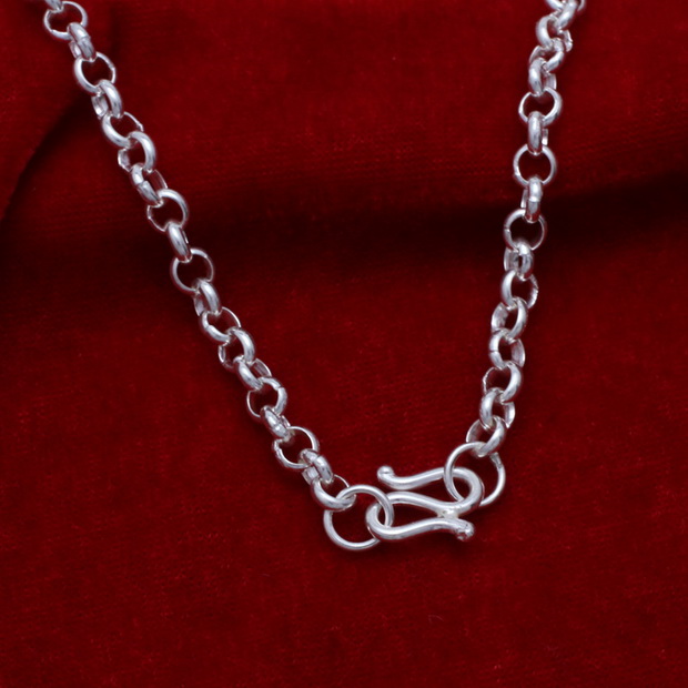 潮尚美 纯银项链999千足银毛衣链情侣颈链韩版时尚流行 正品银饰环环