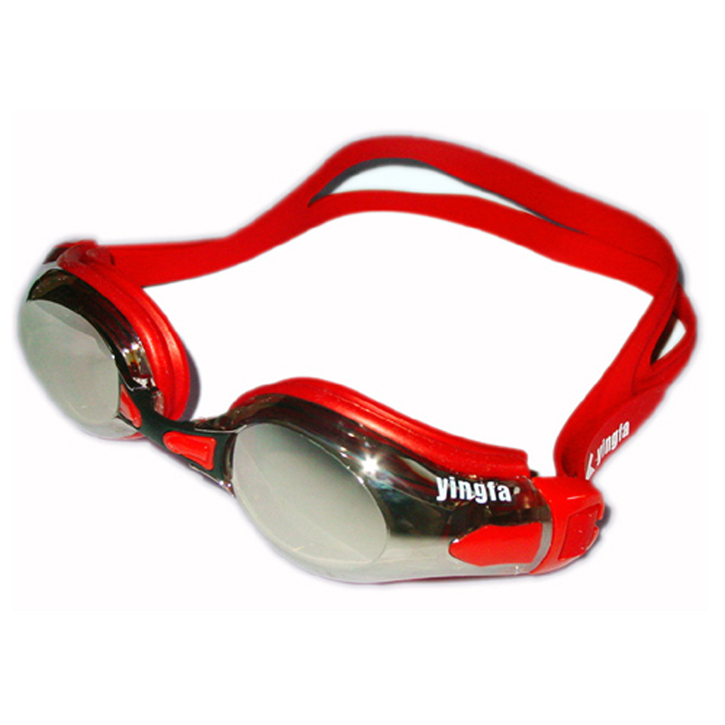 YINGFA electroplated swimming goggles, waterproof and anti-fog, glossy coating, equipped with anti-fog agent earplugs, large frame comfortable swimming goggles Y2800M, black coating + anti-fog agent + earplugs