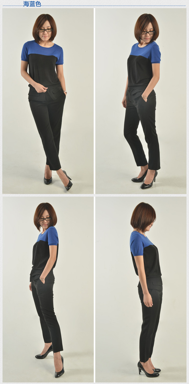 中应zoneline 纯棉圆领新款修身多色女短袖240009 海蓝色 155/s/80a