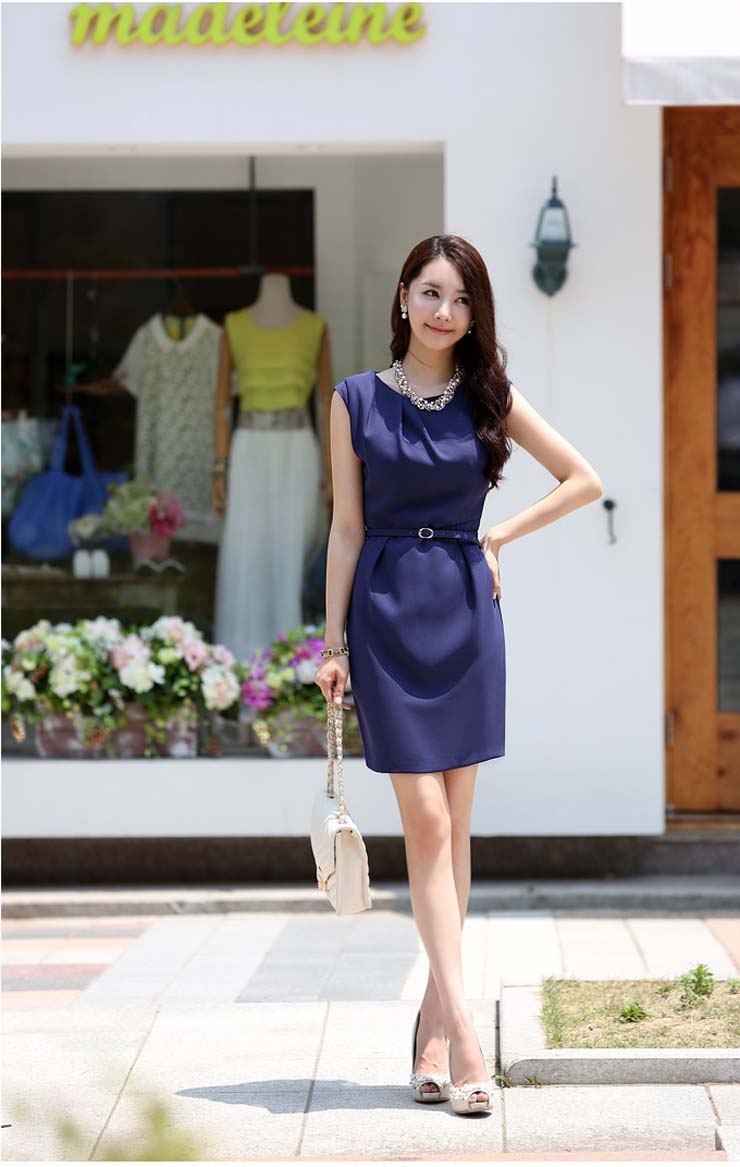 淑女阁 2013新款 无袖职业连衣裙 yh13-868