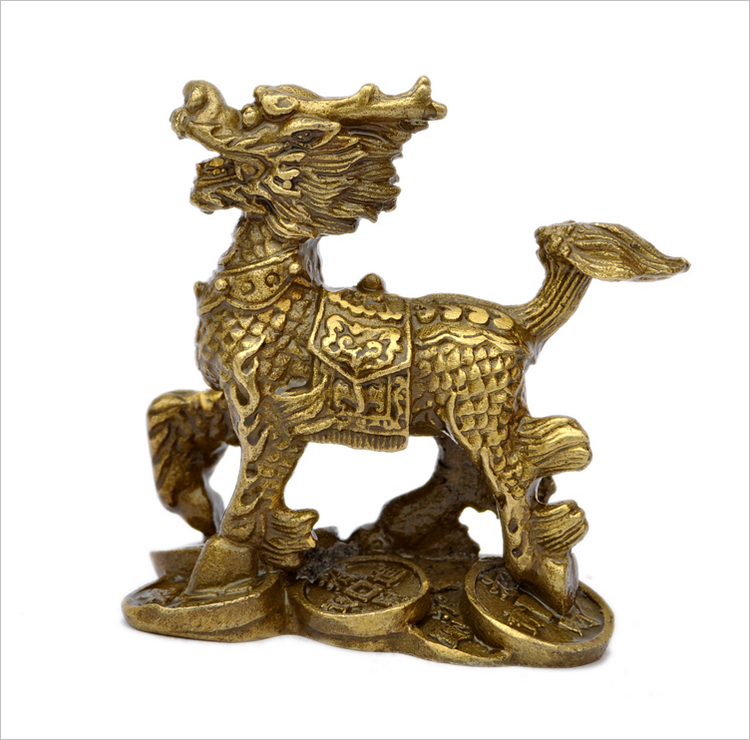 5cm 高7cm 重量:一对450克 材质:黄铜 包装:普通 麒麟是古代的仁兽,集