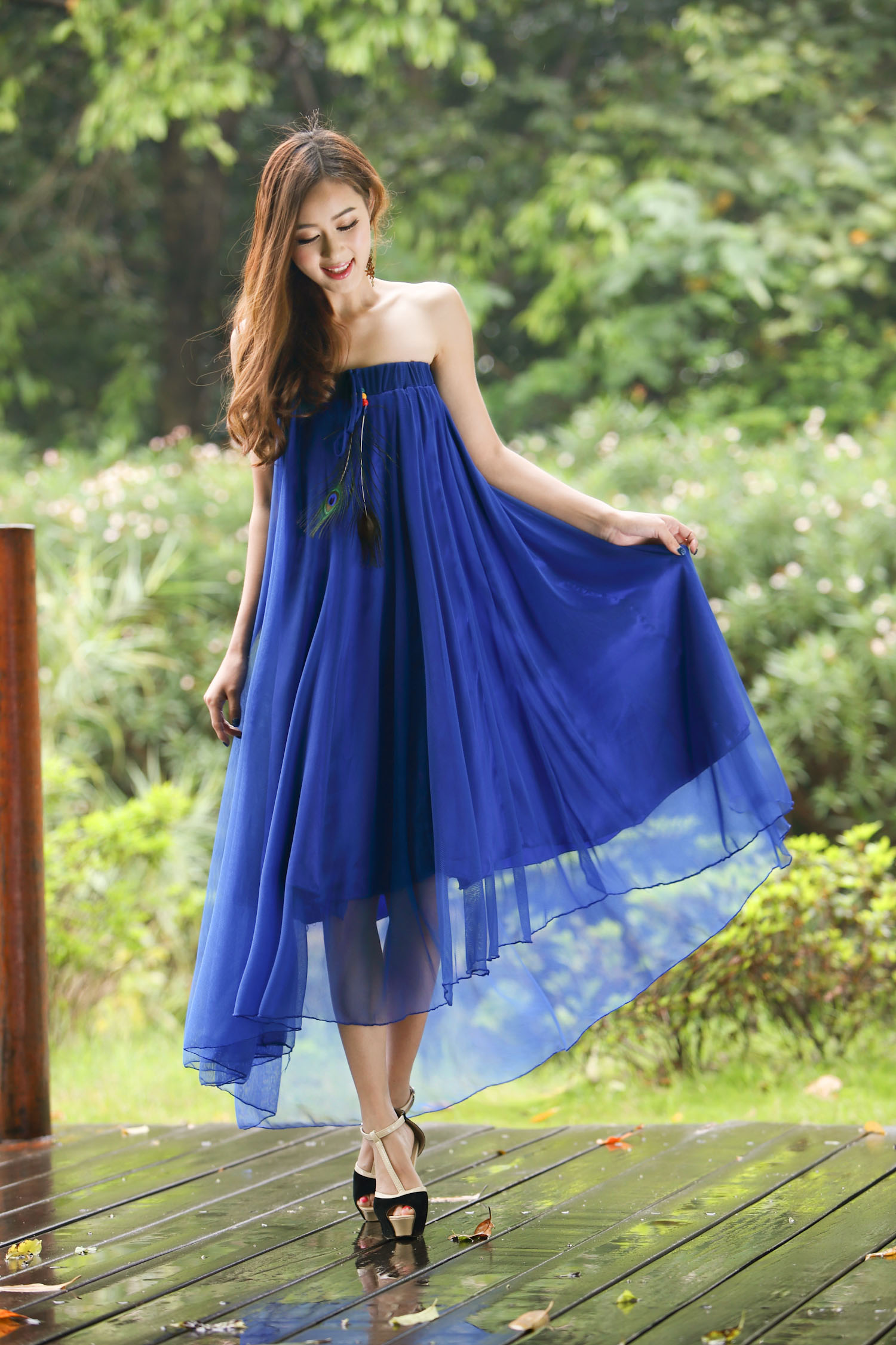 m码:腰围:68cm 至 108cm(弹力松紧带,可两穿,也当胸围)     裙长:最长