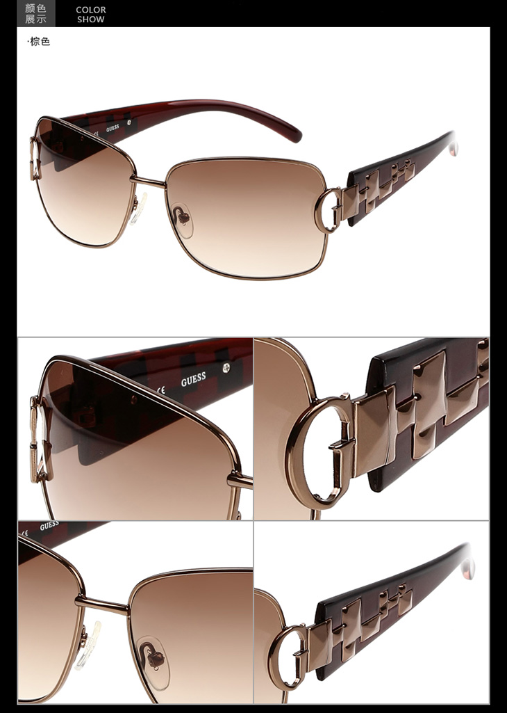 guess 盖尔斯 浮雕镜腿太阳眼镜 防紫外线古典墨镜gu7019 黑色 1