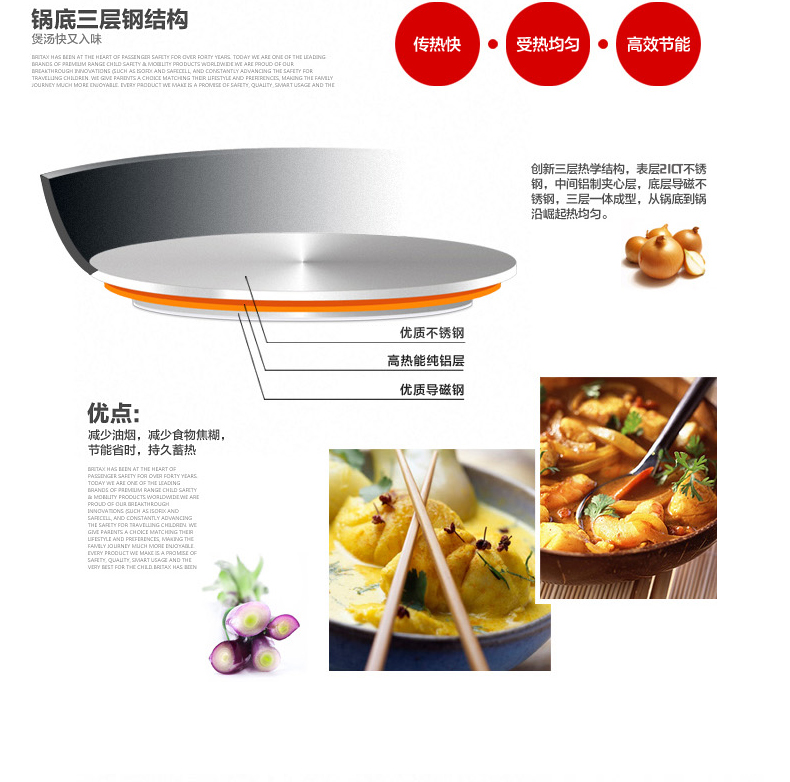 家居大厨(Homichef)不锈钢抛物型二层蒸锅二用加厚三层复底无涂层汤锅蒸格电磁炉通用 24cm
