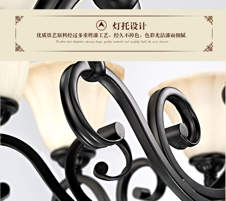 蒙特丽 客餐厅卧室书房过道吊灯CH003 美式田园复古灯具 埃尔米斯(B) 12头别墅工程款 配送led灯泡(E27黄光5W)