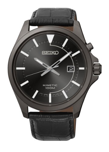 kinetic black dial black leather mens ska583 商品货号 b00g7tne06
