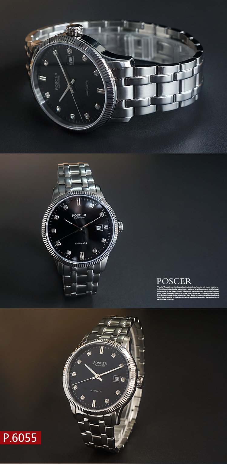 宝时捷表poscer 机械表 进口机芯 男士手表 防水手表 蓝宝石系列l6055