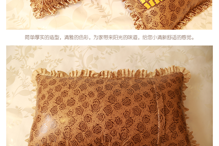 长相思 夏季麻将凉席 竹席枕套 枕席 若米蕾丝花边枕套 40*70cm(2个装)