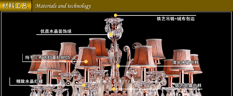 AOVVO 欧式奢华进口水晶吊灯客厅卧室灯饰灯具 透明色水晶灯1027p 15头K9水晶 带LED光源
