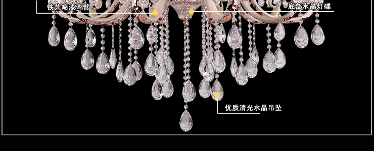 AOVVO 欧式奢华进口水晶吊灯客厅卧室灯饰灯具 透明色水晶灯1027p 15头K9水晶 带LED光源