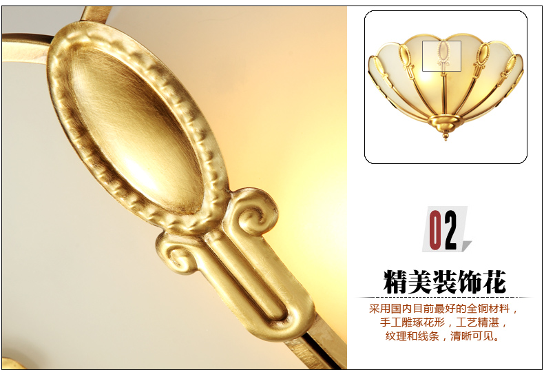 
                                        可颂全铜欧式吸顶灯新中式吸顶灯美式吸顶灯卧室书房灯led灯 直径46厘米4灯头                