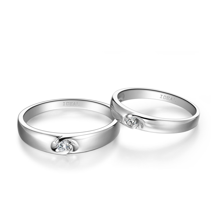 爱迪尔珠宝ideal pt950铂金钻石对戒情侣结婚戒指 美丽相约 女戒(拍下