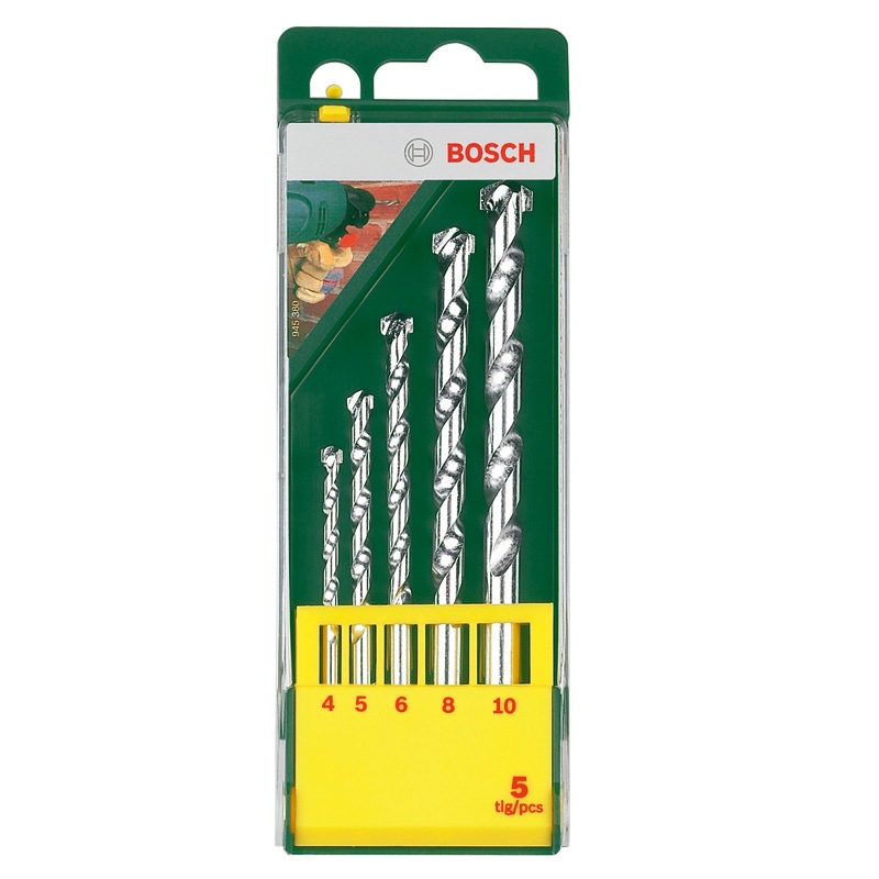 博世（BOSCH）圆柄冲击钻石工钻头套装（5支装）(4/5/6/8/10mm）