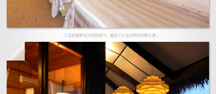 比月吊灯客厅餐厅灯日式现代创意东南亚木皮木质酒店茶楼顶灯具3125 深色 58cm