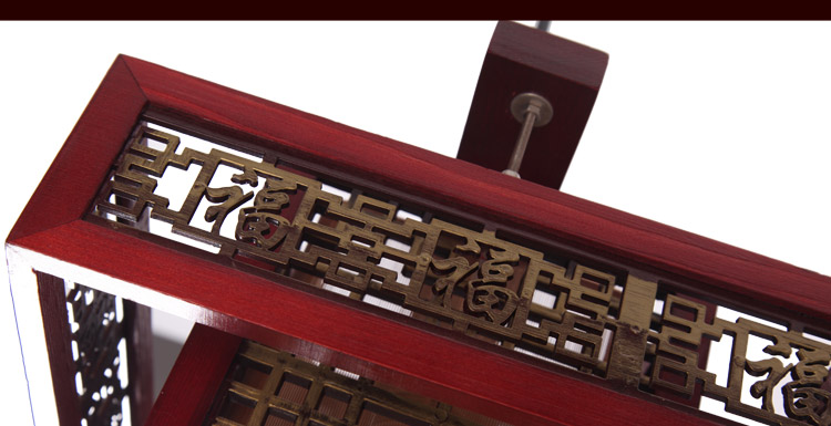 比月照明 现代中式灯具仿古木艺餐厅楼梯吧台复古实木羊皮吊灯3080 五头 79*79cm