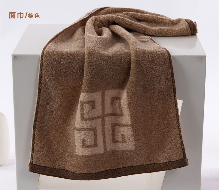 金号纯棉方巾毛巾浴巾礼盒 内含浴巾一条毛巾一条方巾一条 棕色_ 5折