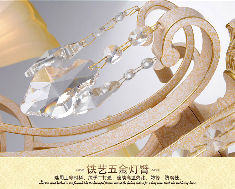 奥薇 欧式树脂吊灯 客厅水晶灯饰 卧室餐厅灯具 欧式灯1047p 8D