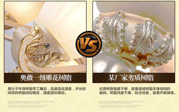 奥薇 欧式树脂吊灯 客厅水晶灯饰 卧室餐厅灯具 欧式灯1047p 8D
