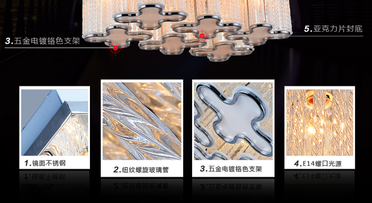 X光印简约现代客厅灯餐厅灯卧室灯水晶灯吊灯餐吊灯亚克力灯具MD1036 (3头)64*24CM