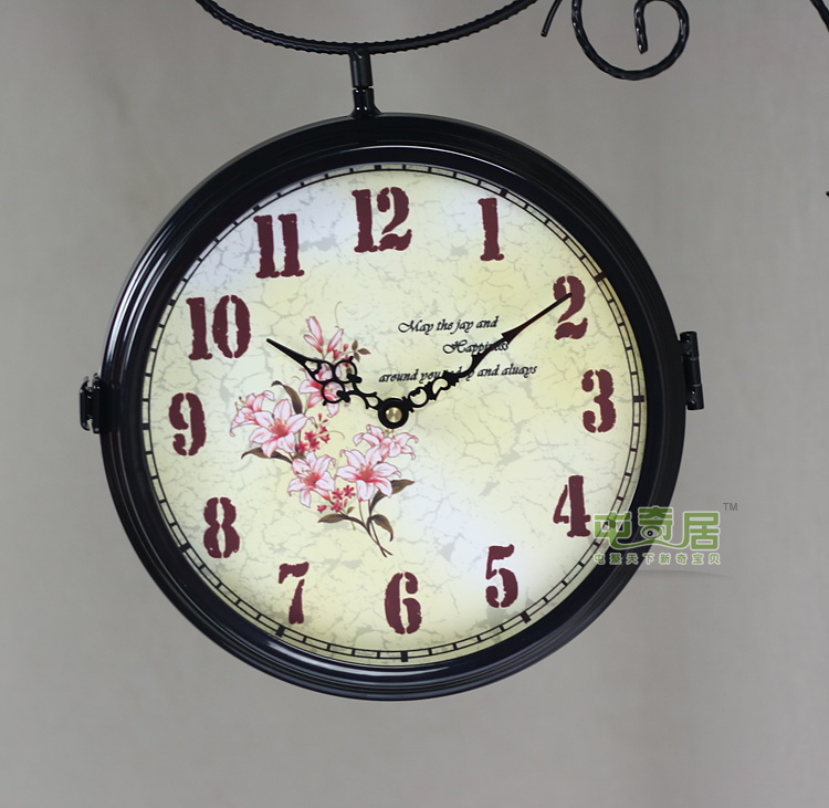 
                                                            丽盛大号欧式花卉静音壁挂钟客厅时钟简约挂表卧室钟表创意石英钟 图片色                