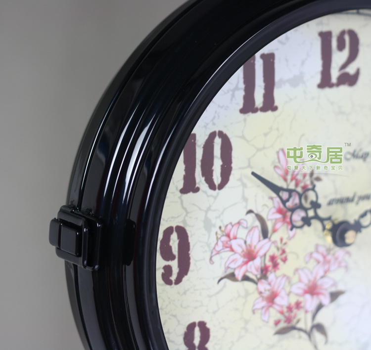 
                                                            丽盛大号欧式花卉静音壁挂钟客厅时钟简约挂表卧室钟表创意石英钟 图片色                