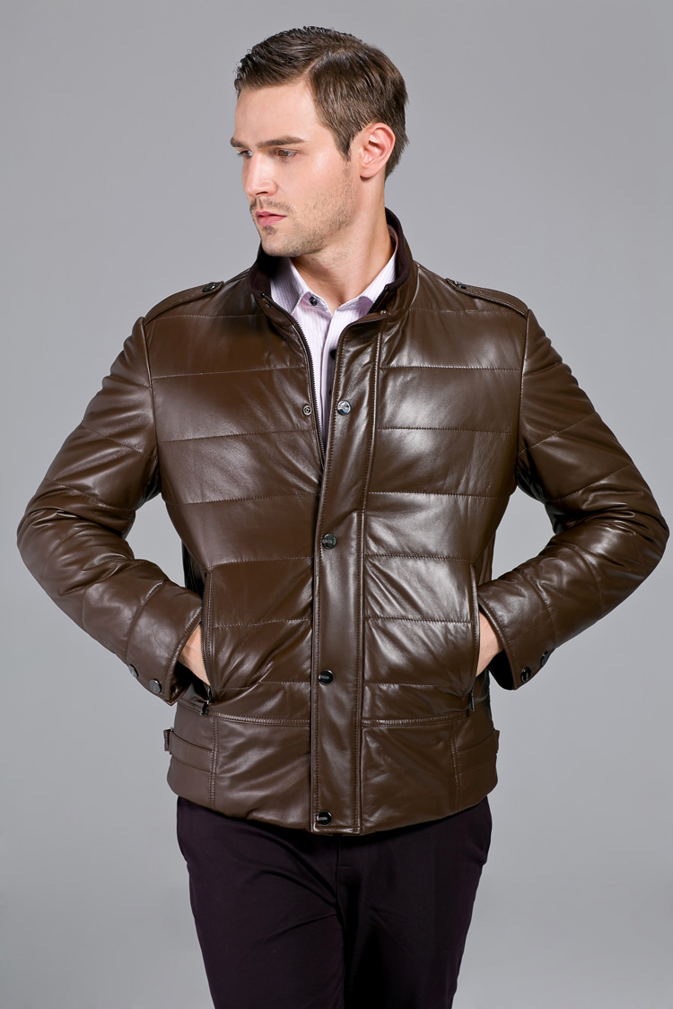 雷豹秋冬2013新款真皮男式加棉皮衣海宁真皮男时尚休闲修身绵羊皮衣
